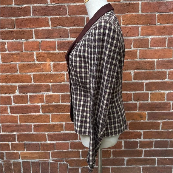 1970s Gingham Brown Yellow Blazer - Picture 5 of 8